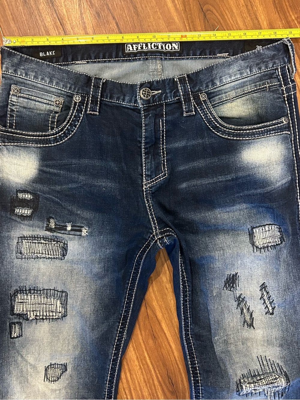 Affliction Mens Blake Rising Straight Jeans Size 36 - Picture 8 of 11